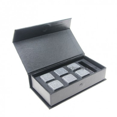 Whiskey Stones Gift Set Natural Soapstones Cooler with Handmade Magnetic Box