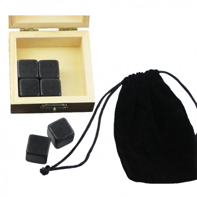 2019 top selling 6 pcs of Mongolia Black whiskey stone gift Whisky Ice Stones Drinks Cooler Cubes Natural Chilling Whisky Stones With Gift Box