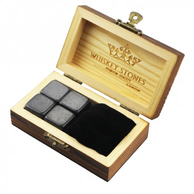 Low cost and high quantity Mongolia Black stones Small and Cheap Whiskey Stones Gift Set with 4pcs of Cinderella Stones and 1 pcs of Velvet Bag small stone gift set