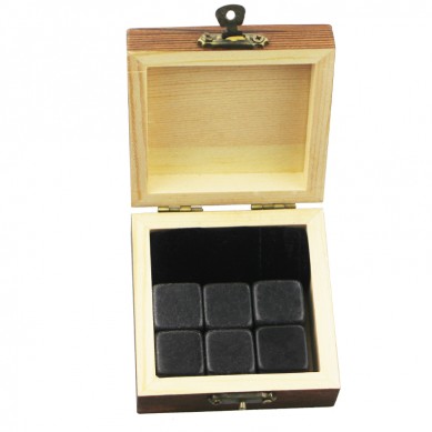 2019 top selling 6 pcs of Mongolia Black whiskey stone gift Whisky Ice Stones Drinks Cooler Cubes Natural Chilling Whisky Stones With Gift Box