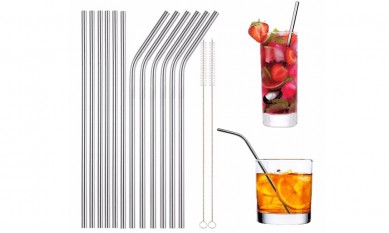 Colorful Stainless Straw with Bag Gold Wide Stainless Steel Straw