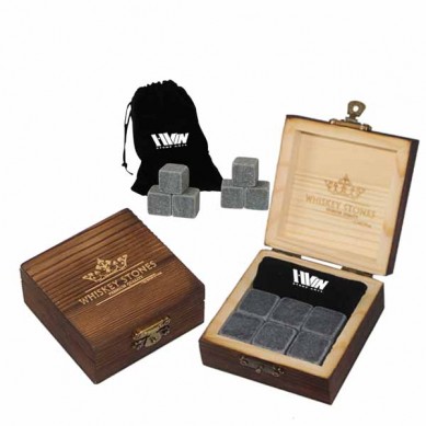 Hot Selling 6 pcs Black Whisky stone Burned Gift wooden Box of Low Price