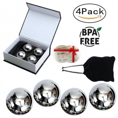 Reusable Stainless Steel Ice Balls Whiskey stones with Gift Cooler Cubes and Stones