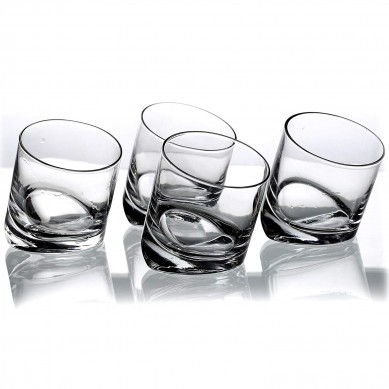 Whiskey Scotch Clear Glass Highball Tumbler Party Glasses 10oz Set of 4 in Gift Box