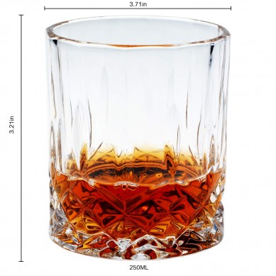 Whiskey Glass Lead Free Crystal Old Fashioned Glass Cocktail Cool Rocks Glass Tumbler