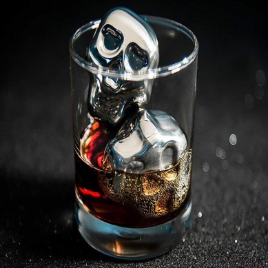 Skull shape Whisky stones Reusable ice cubes Stainless steel Whiskey Rocks Stone gift set for wine