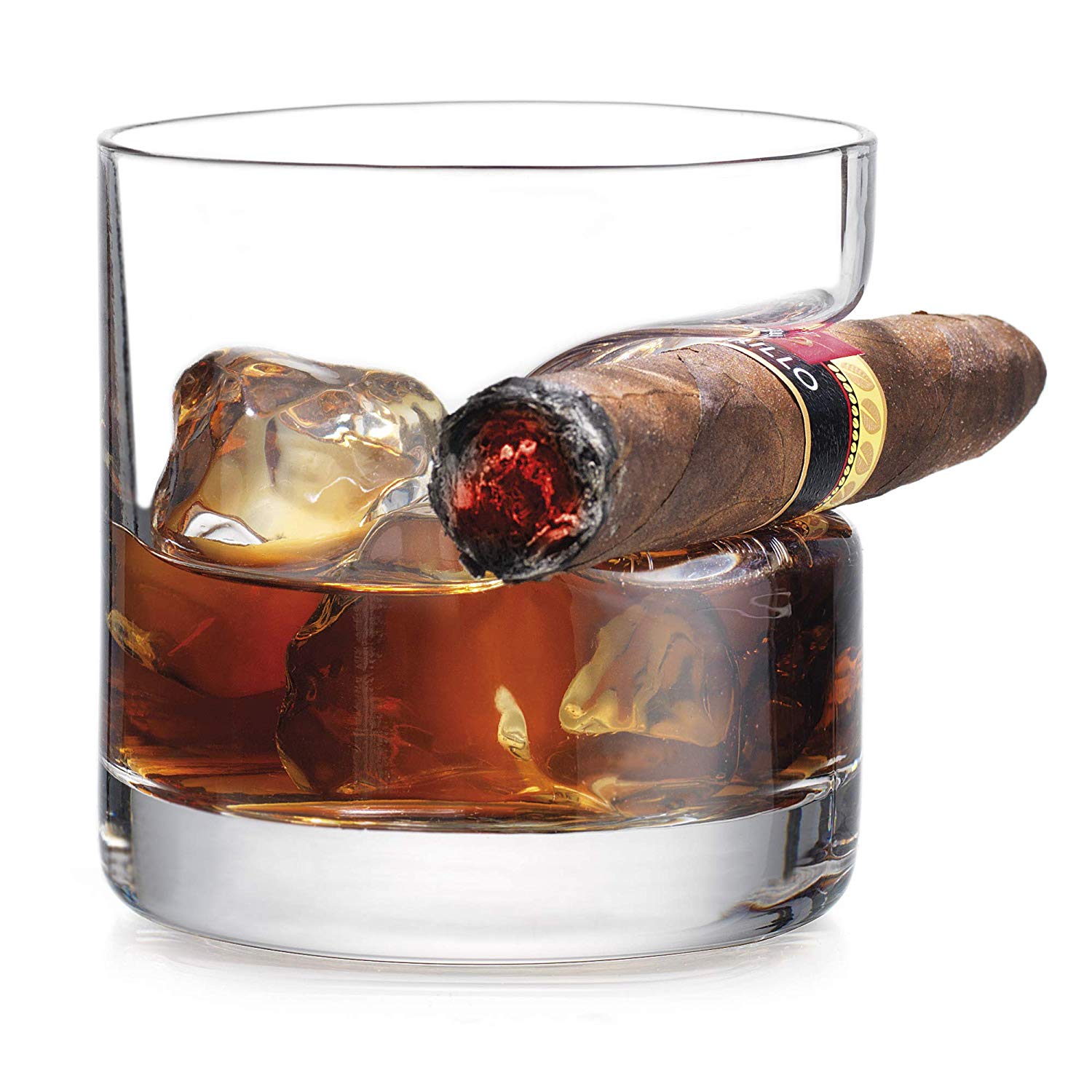 Hot sale Factory Promotional Shot Glass - Cigar Glass Old Fashioned Whiskey Glass With Indented Cigar Rest – Shunstone