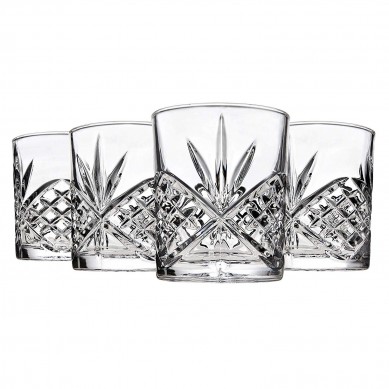 4 Piece Whiskey & Liquor Glass Set Exquisite Cocktail Glasses For Bourbon Scotch