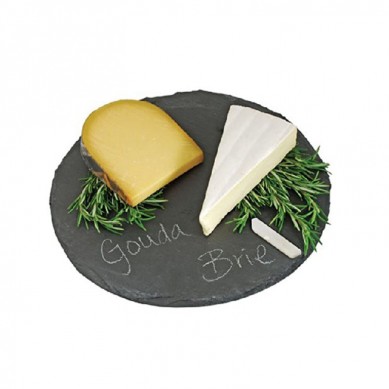 Yuvarlak Arduvaz Peynir Tahtası 12 İnç Peynir Tepsisi Füme Etler İçin Servis Tabağı