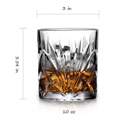 Classical Whiskey Glasses 10oz Premium Lead Free Crystal Tasting Cups Rock Style For Drinking