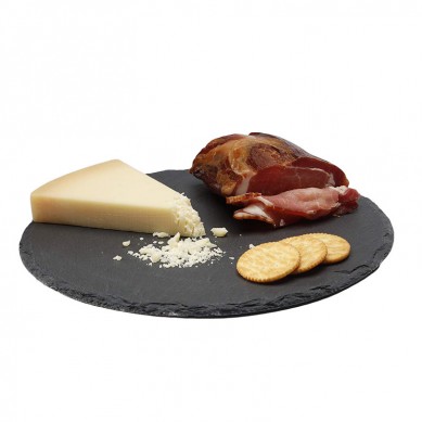 Round Slate Cheese Board 12 Inch Cheese Tray Serving Plate For Smoked Meats