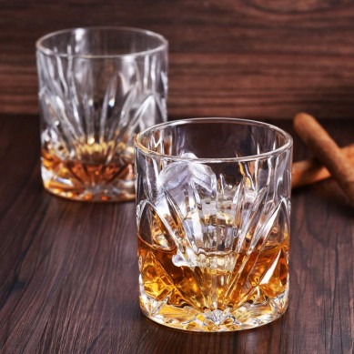 Classical Whiskey Glasses 10oz Premium Lead Free Crystal Tasting Cups Rock Style For Drinking