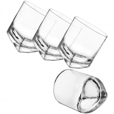 Ensemble de 4 verres à whisky Scotch en verre transparent Highball Tumbler 10 oz dans une boîte cadeau