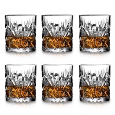 Classical Whiskey Glasses 10oz Premium Lead Free Crystal Tasting Cups Rock Style For Drinking