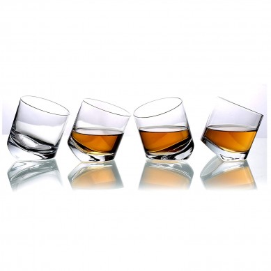 Whiskey Scotch Clear Glass Highball Tumbler Party Glasses 10oz Set of 4 in Gift Box