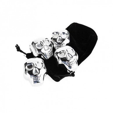 Skull Shaped stainless Whiskey Stones Chilling Reusable Ice Cubes for Whiskey Pack of 4