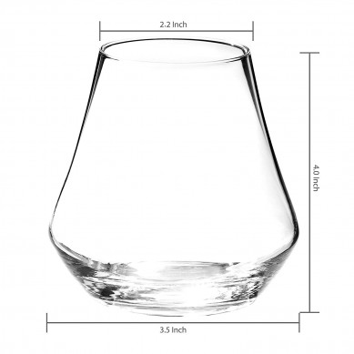 Clear Crystal Tulip Shaped Whiskey Tasting Snifter Tumbler Glasses Gift Box Set of 4