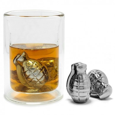 Stainless Steel Bomb Whiskey Stones  4 Piece Whisky Chilling Stones for Liquor