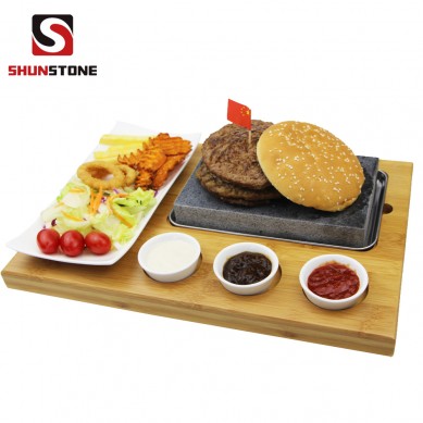 Amazon top seller Steak Stone Set  Bamboo Board Black Lava Rock Sizzling Hot Plate