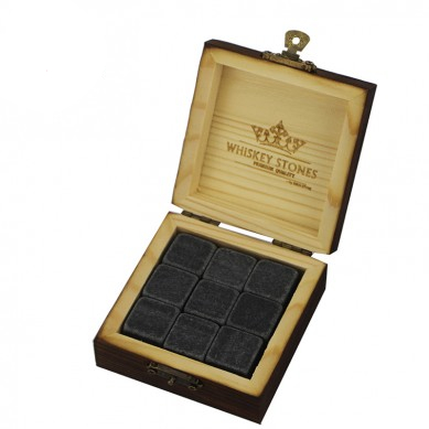 Miljøvenlig Feature Whisky Stone Wine Chiller Whisky Stones Erhverv Gift I Træ Gave sag High Quality Wood Box Gavesæt