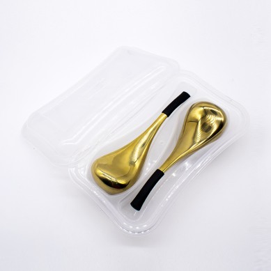 Wholesale Beauty Gold Spoon Shaped Stainless Steel Face Unbreakable Steel Cryo Cooling Face Roller Sticks For Eye Face And Neck
