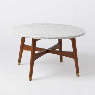 Marble center table Mid century modern coffee table with natural stone