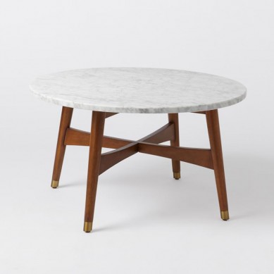 Marble center table Mid century modern coffee table with natural stone