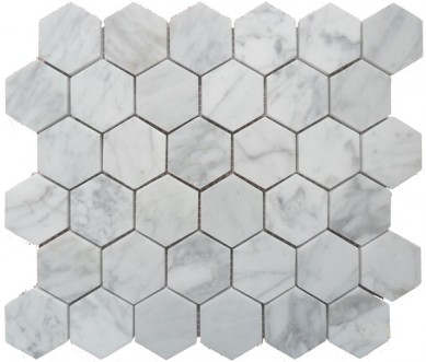 Wholesale Discount On The Rocks -
 Bianco Carrara White  Chip size Marble Mosaic in Hexagon For Kitchen Bathroom Wall  – Shunstone