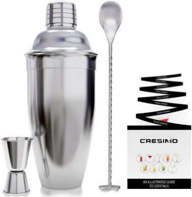 Martini Kit cum mensurando Jigger et mixtionem cochlear plus bibe Recipes Booklet Professional Steel Bar Tools