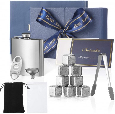 Best Gift Set for Men Stainless Steel Whiskey Stones with Premium Stones