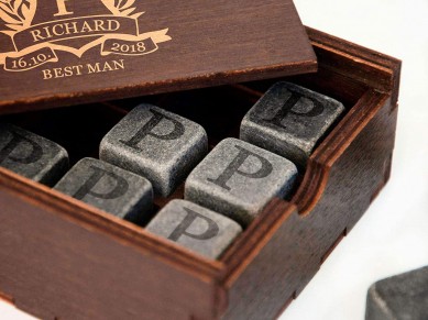 Pro customized design logo hot sell reused whiskey ice cube stone by small wooden tray gift set OEM from china factory