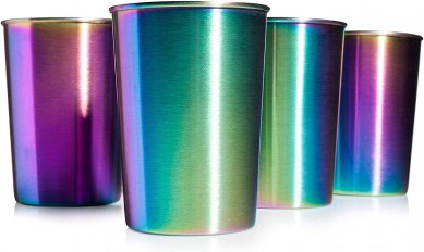 Fábrica para a China Filtros de chá de aço inoxidável resistente ao calor Vidro espesso Copo de água copo de aço inoxidável de cor do arco-íris