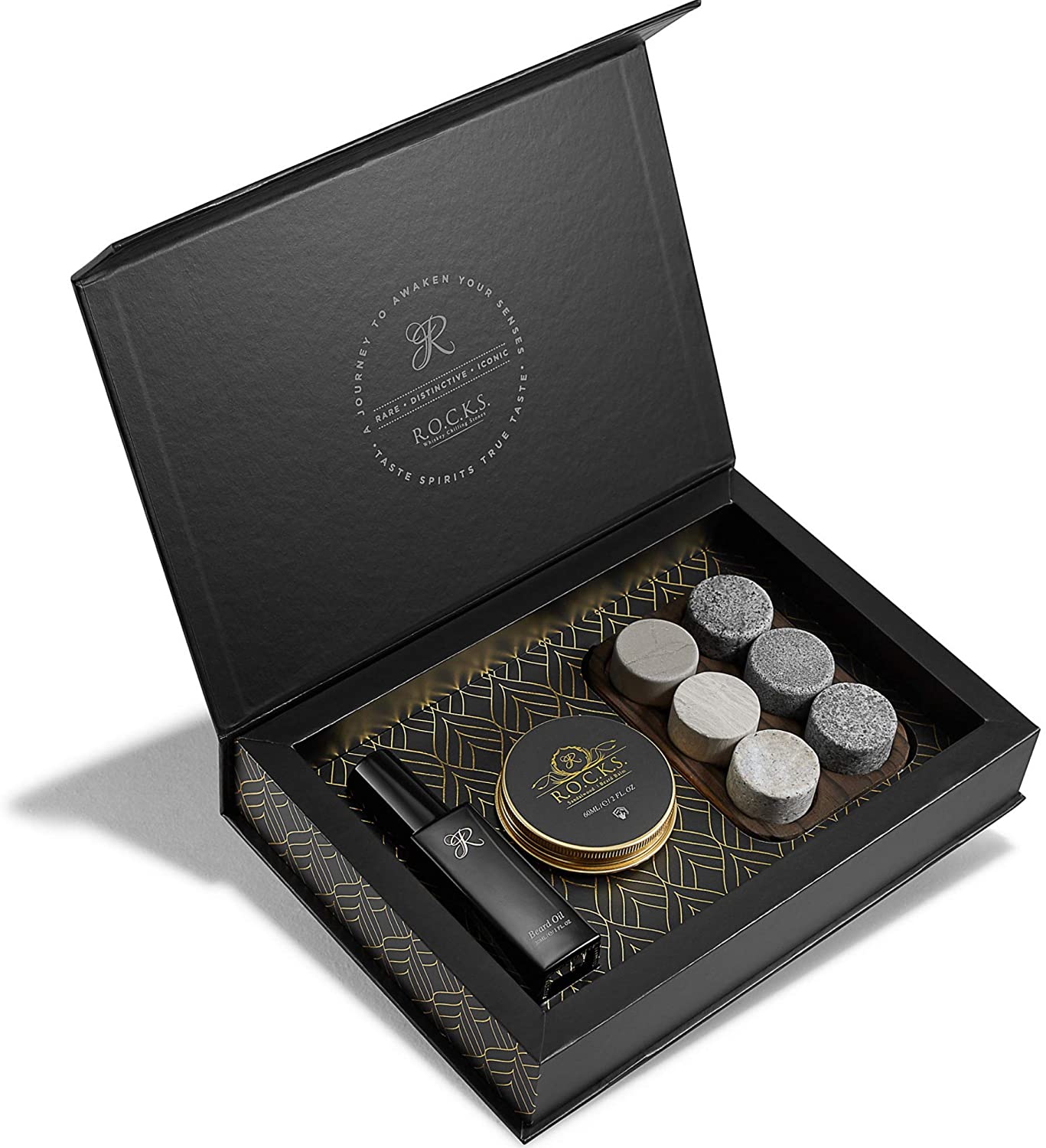 China OEM Bullet Ice Cubes - Whiskey Gift For Men in Elegant Gold Foil Box Beard Care Grooming Kit Gift Set  – Shunstone