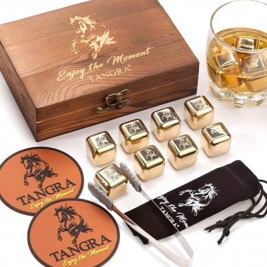 Amazon hot selling Stainless Steel whiskey stone Customized lasher logo cup coaster gift