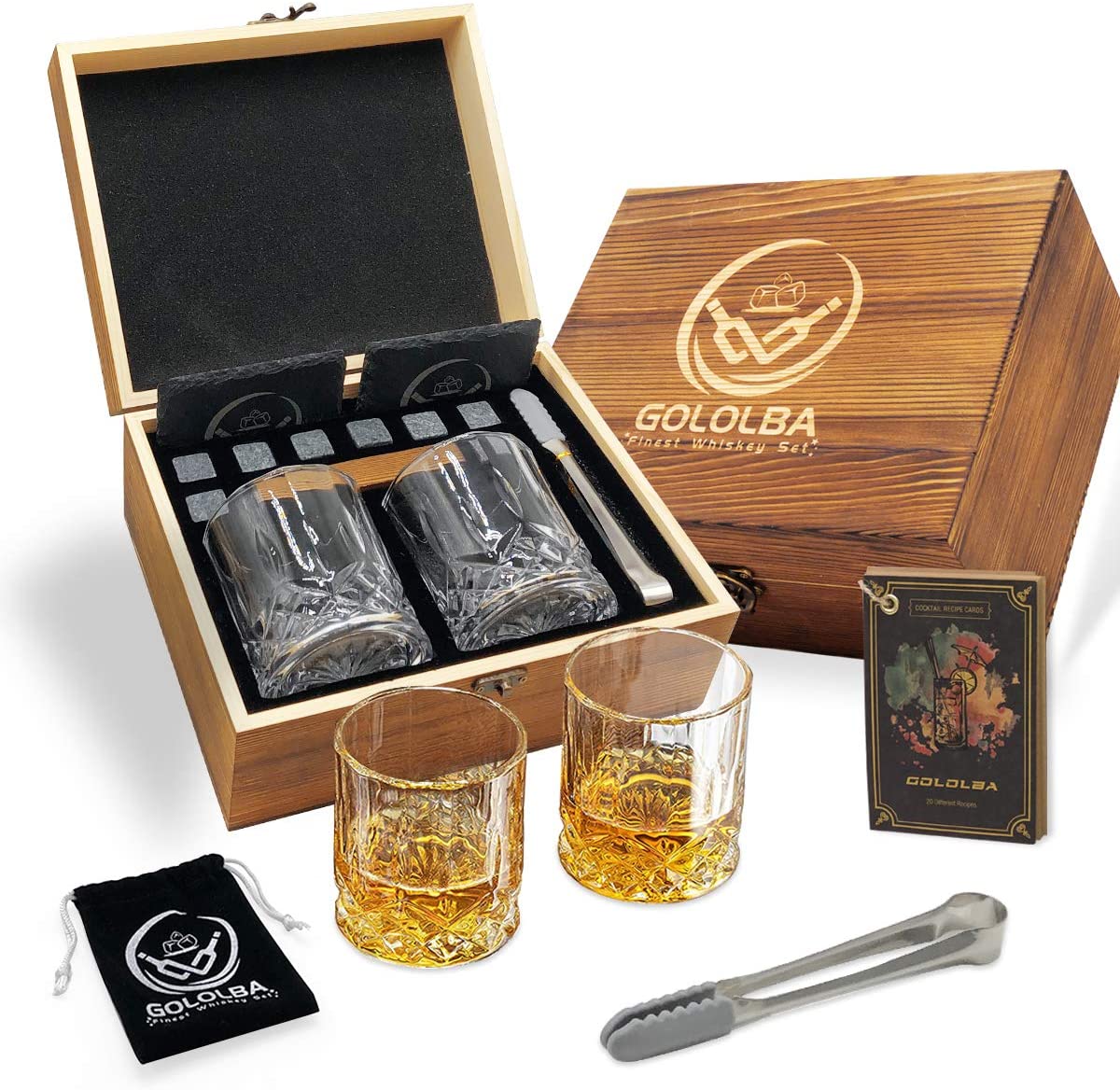 factory Outlets for Wooden Box - Whiskey Stones Whiskey Glasses Gift Set Barware Tool with Wooden Box  – Shunstone