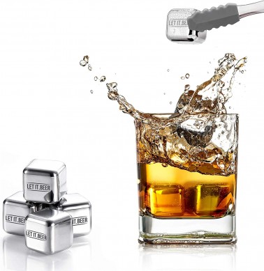Lasher logo Customized Whiskey Stones stainless steel whisky stone chilling rock in box