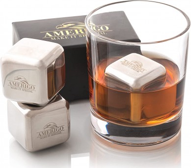 Custom lasher logo Stainless Whiskey Stone Stainless Steel Ice Cubes Reusable wine Gift Sets for new year party