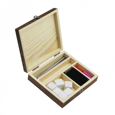 Factory price 9 pcs of Pearl White whiskey ice cube stones with stainless steel straw and tong