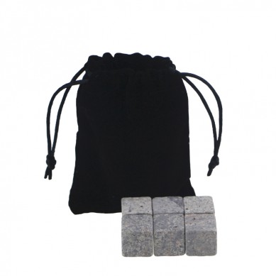 Ensemble de whisky chaud Whisky Stones avec sac en velours noir