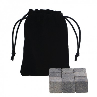 Ensemble de whisky chaud Whisky Stones avec sac en velours noir