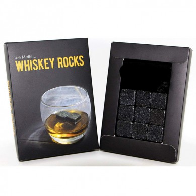 Whiskey Rocks Premium Granite -viskikivisetti, musta 9 kpl viskikivisetti