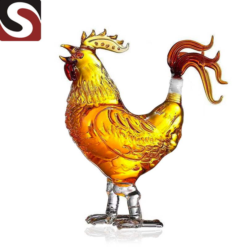 factory Outlets for Dad Gifts - Animal shaped chicken shaped clear glass wine liquor bottles  – Shunstone