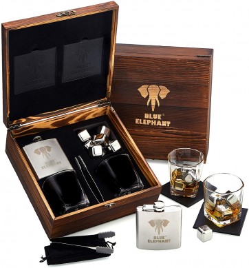 Whiskey Stones Gift Set Chilling Stones Whisky Glasses Tongs Coasters in Elegant Gift Box