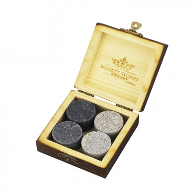 Special Cylindrical Modeling whiskey stone 4 pcs of high quantity chilling stone with wooed box