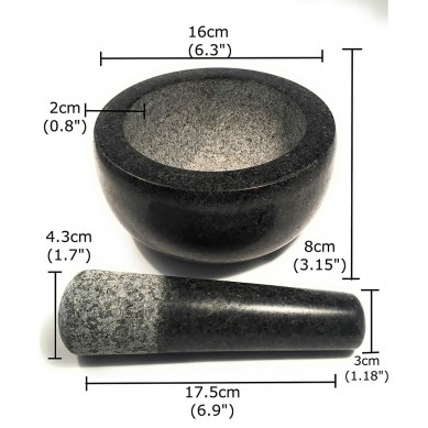 SHUNSTONE Granite Mortar and Pestle Large Dishwasher with Spoon Set