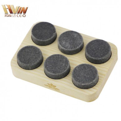 Customized 6 pcs of Round whiskey stone gift set in wood box