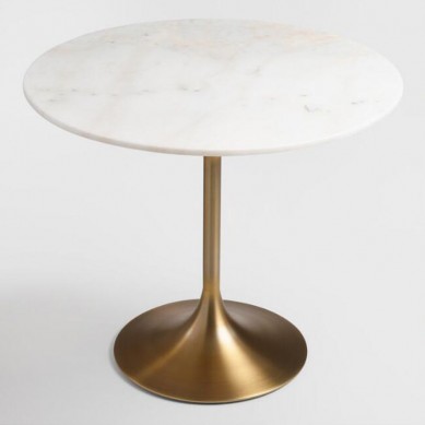 Chinese white round coffee table marble top
