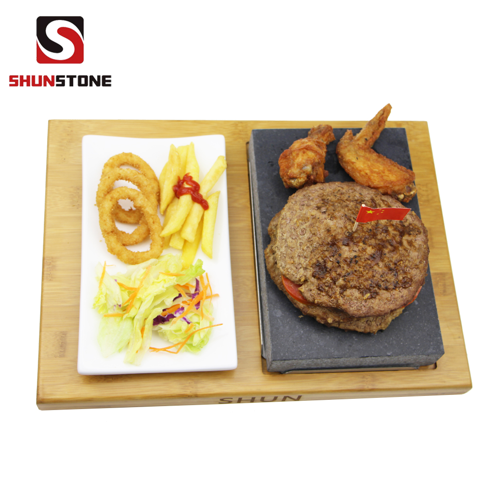 factory Outlets for Dad Gifts - 4 Pieces set Lava steak stone set Black Steak Grill Stone Plate Hot Stone Grill  – Shunstone