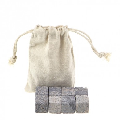 Eco-Friendly Feature Whiskey Ice Cube Stone in white cotton bag