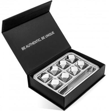 Set of 8 stainless steel Whiskey Stones Diamond Shaped Reusable Ice Cubes